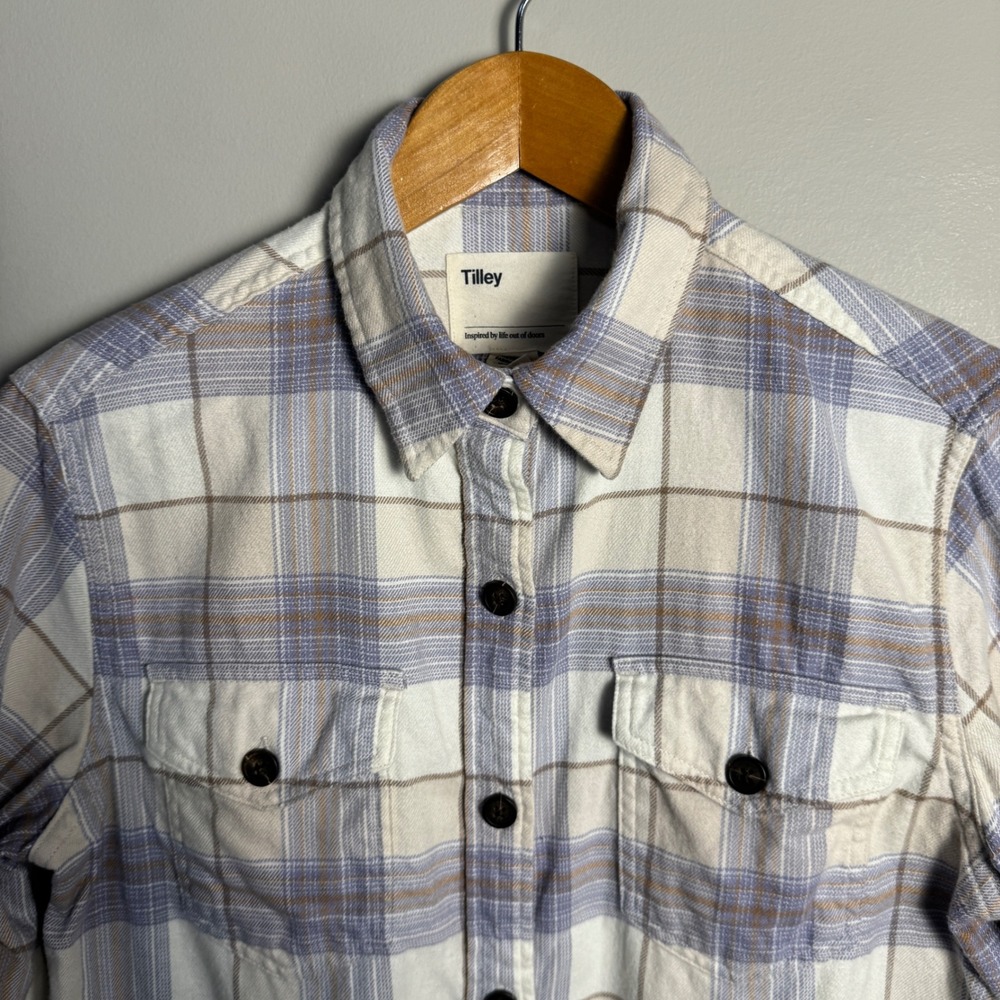 Tilley Plaid Flannel Shirt Women Small Button‎ Up Long Sleeve Organic Cotton - Picture 5 of 13